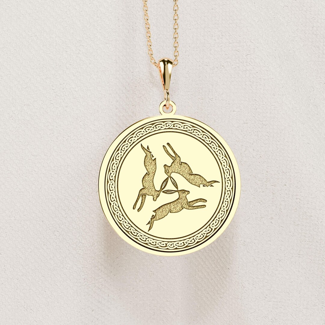 Goldhare Three Hares Necklace: 14K Gold or Sterling Silver Pagan Talisman - Etsy