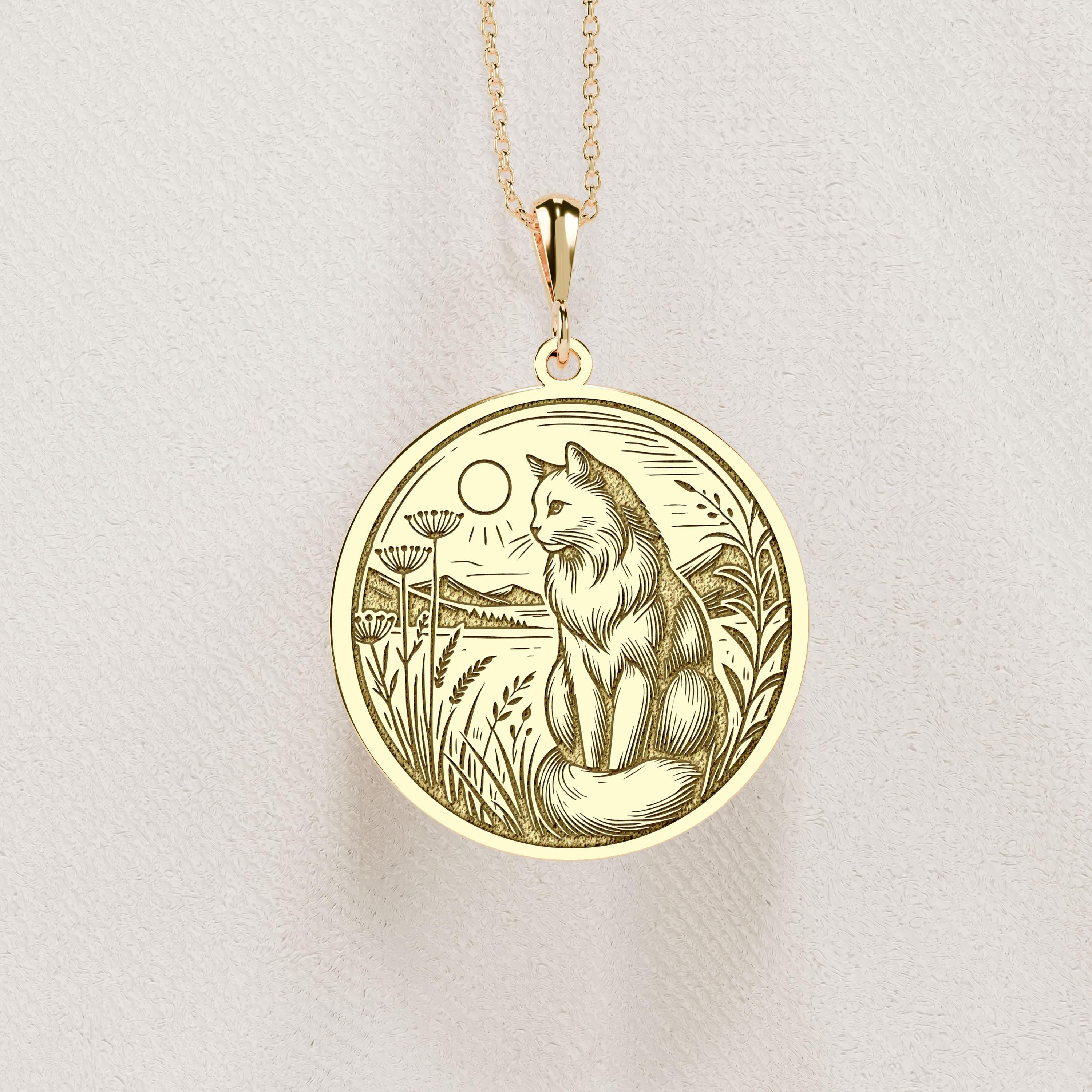 14K Gold Cat Necklace: Sterling Silver Feline Pendant, Animal Lover Talisman