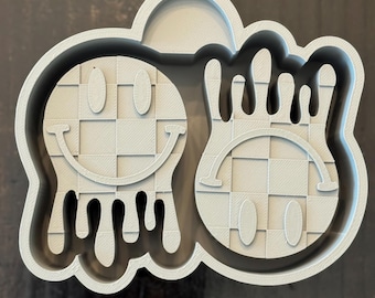 Checkered dripping smiley face vent clip freshie mold