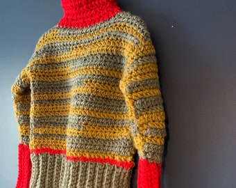 Wool sweater. Ski Gypsy. Luxury knitwear, bespoke. Handmade innovative crochet designs.