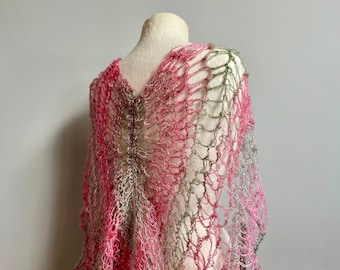 Cropped crochet shrug bolero with balloon short sleeves silk. Delicate virgin wool Super light. Summer top, y2k crochet.