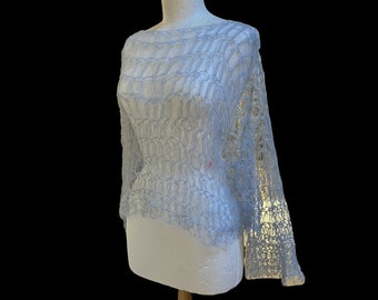 Kid mohair and super fine merino crocheted top. Oversized, sustainable, handmade clothing.