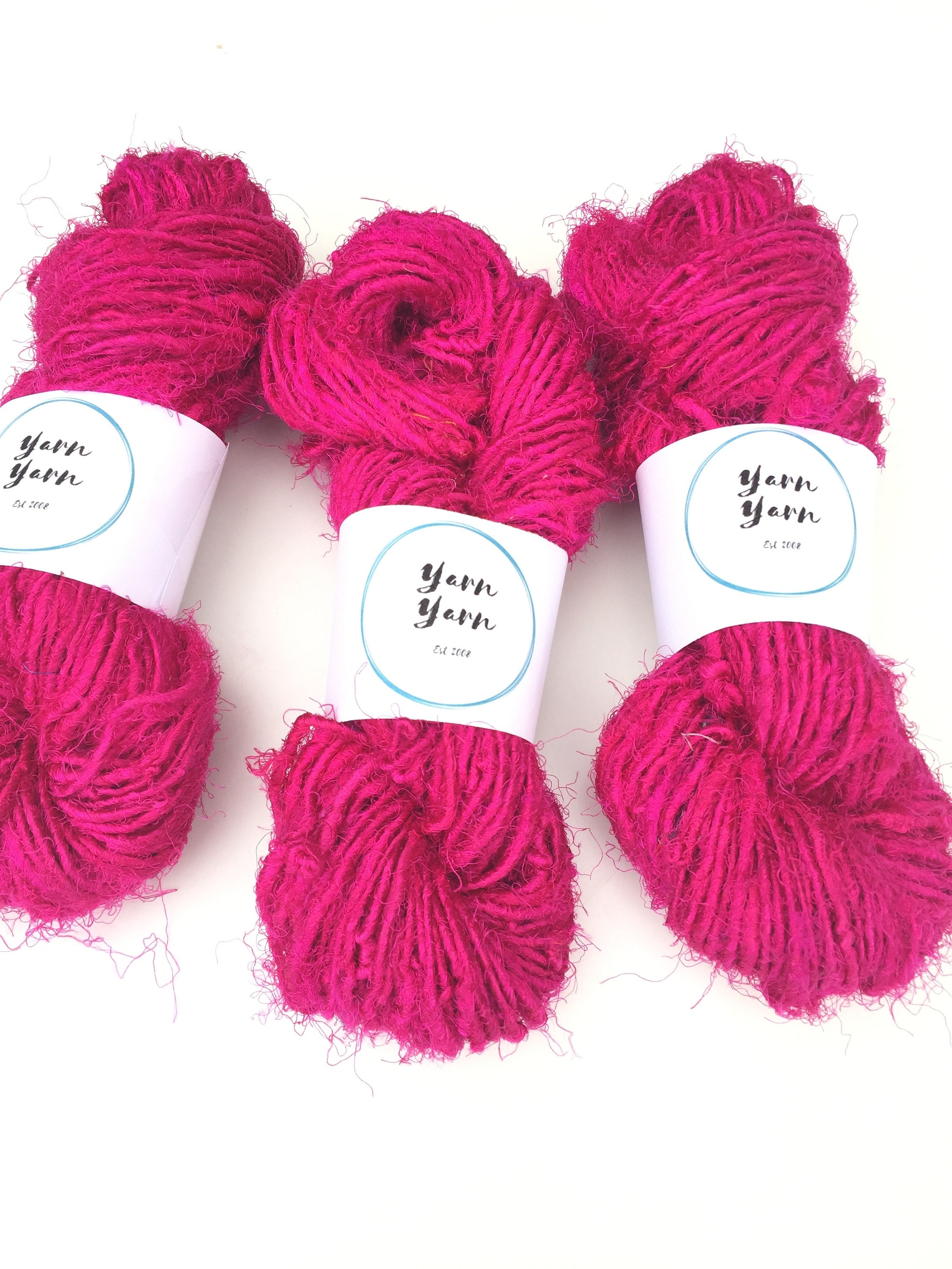 jewelry making Bright Pink 100 g Sari Silk Ribbon craft ribbon yarn