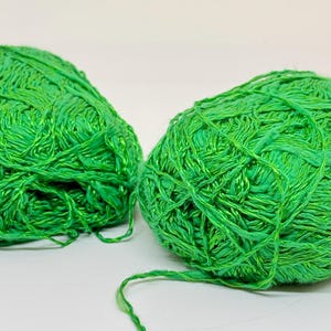 Vintage yarn. Neon green yarn. Light and fluffy for toy making, crochet, knitting, weaving and fibre arts. Destash yarn. Cotton and viscose.