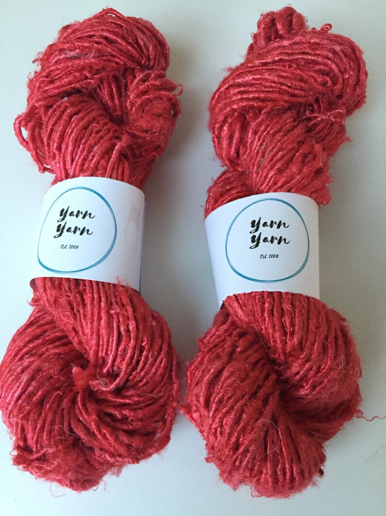 100g Recycled Banana Silk Vegan Yarn Coral free shipping