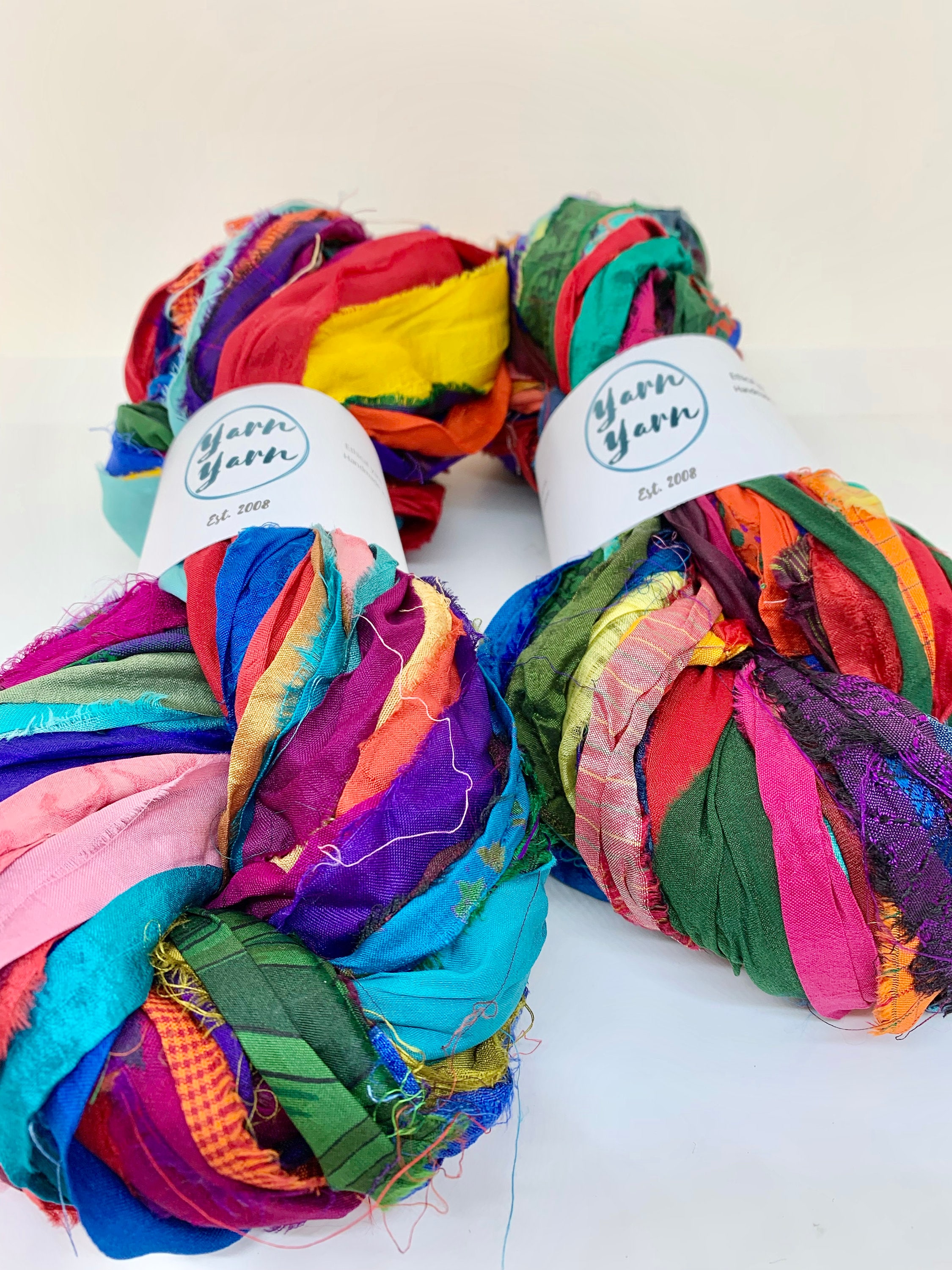 Sari Silk Ribbon, 5 METRE Bundle, Mixed Colour, Ethical Yarn