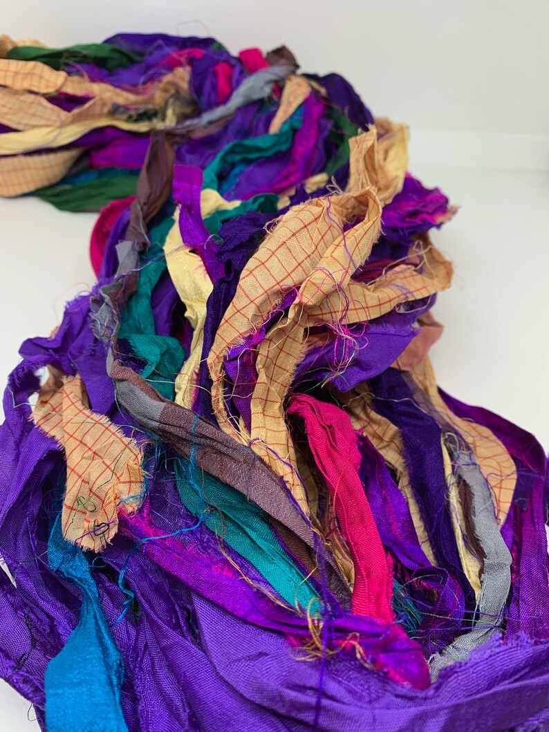 crochet 1KG mixed colour craft ribbon craft ribbon Sari Silk Ribbon ethical yarn ribbon yarn knitting ribbon