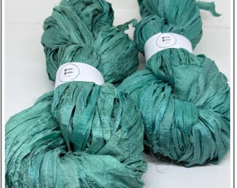 Sari silk ribbon yarn | Hummingbird | boho yarn for art and crafts, weaving and textile creations. 10 metres