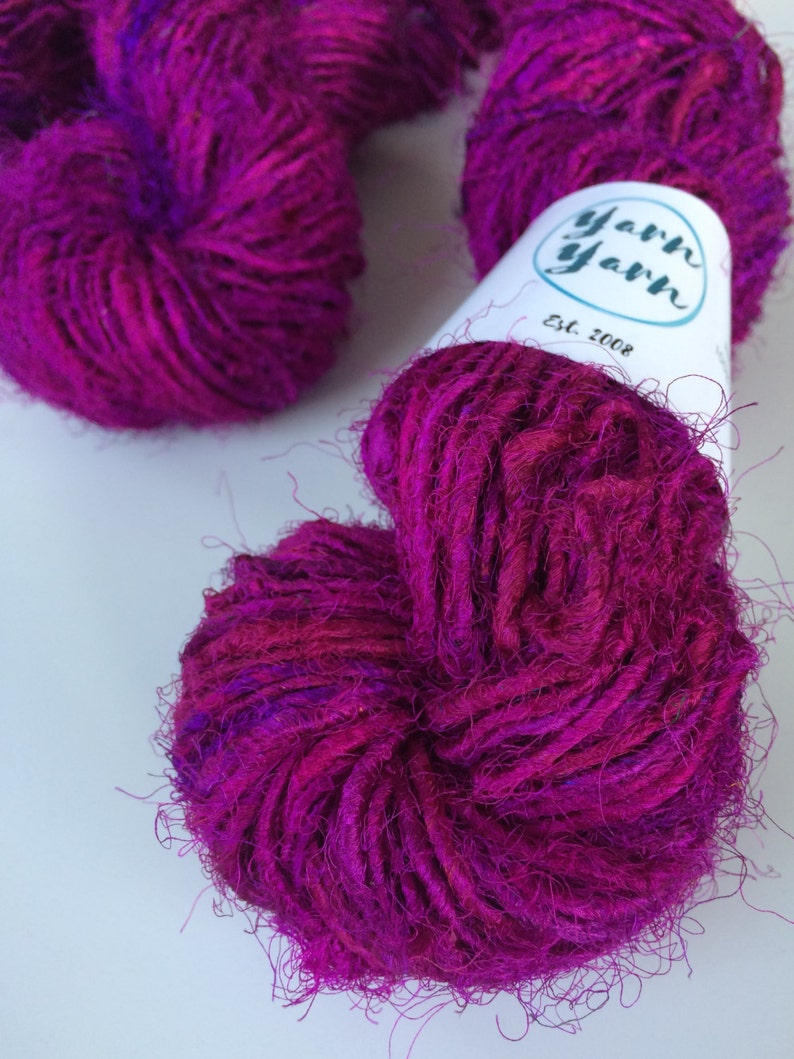 knitting yarn silk yarn crochet crafts UK 100g Sari silk yarn emerald