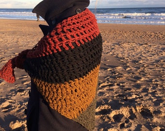 Pure wool chunky shawl. Scottish aran, made in Scotland. Warm wrap. Crochet shawl.