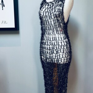 Sparkly crocheted mesh dress. Crocheted dress. Sustainable fashion as seen in Vogue and NYFW and celebrity editorials. image 1