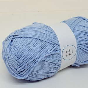 Bio-Baumwollgarn, zartblau, Häkelgarn, Webgarn. Handarbeitsgarn, Garnzubehör, blaues Baumwollgarn. 100g