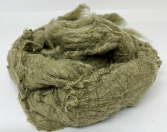 Tussah silk, natural fibres for art yarns, pistachio shades, felting and textile arts