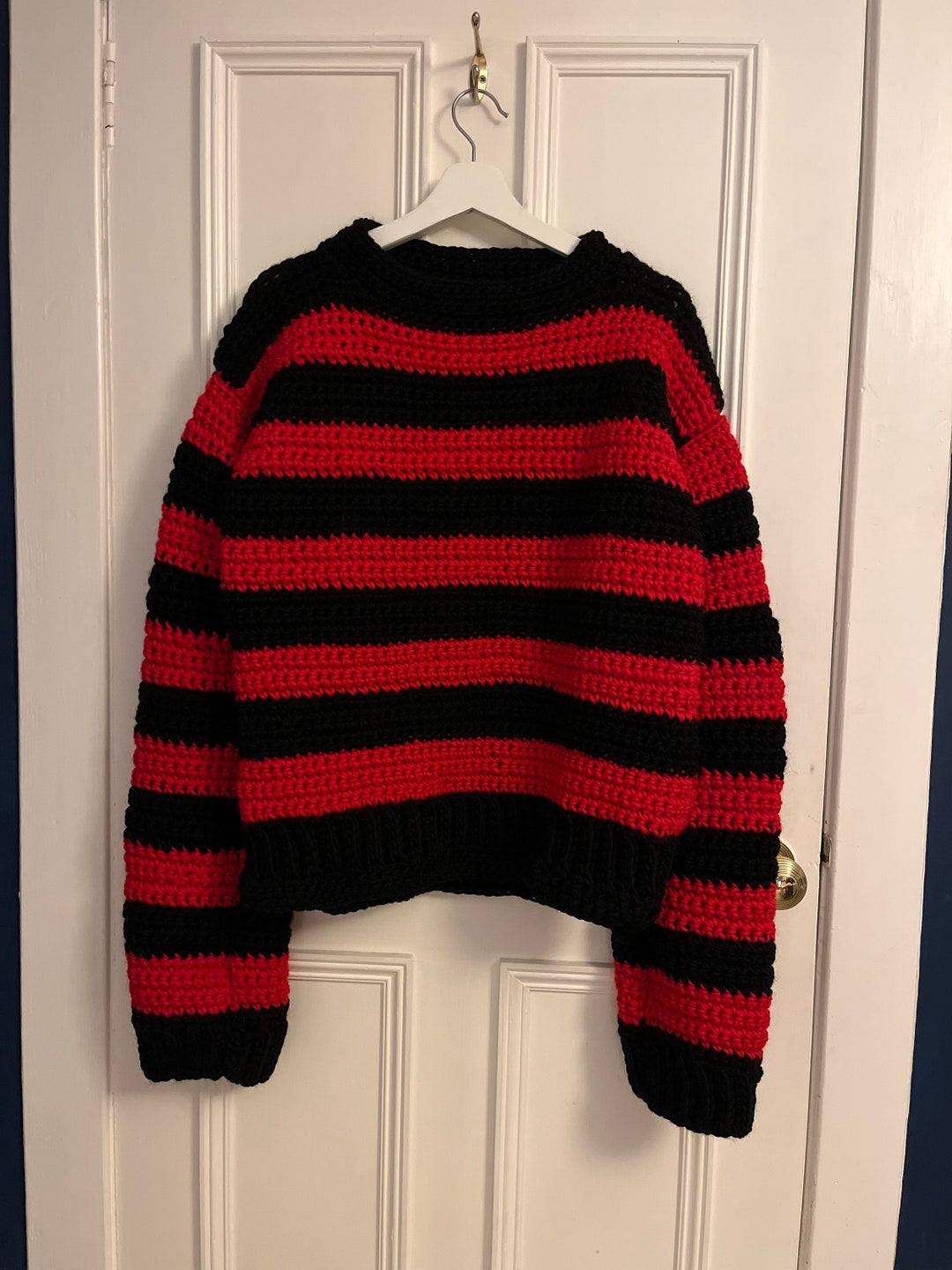 Black and Red Sweater, Grunge Sweater, Retro Sweater, Punk Fashion ...