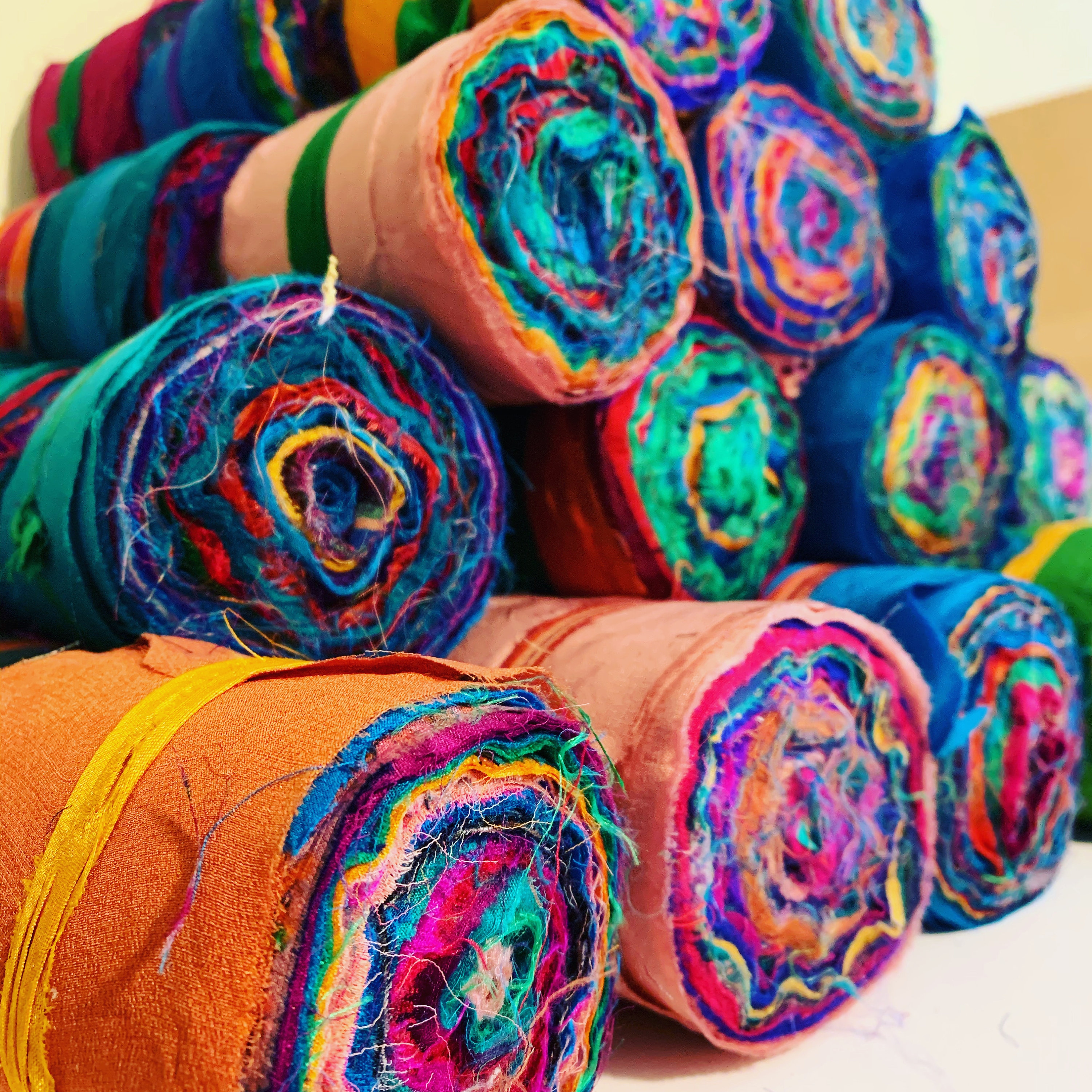 Silk rolls pure silk fabric ribbon roll sari silk ribbon Etsy