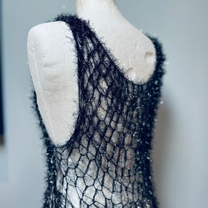 Sparkly crocheted mesh dress. Crocheted dress. Sustainable fashion as seen in Vogue and NYFW and celebrity editorials. image 2