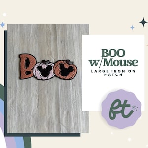 Boo w/Mouse Large Iron On Patch