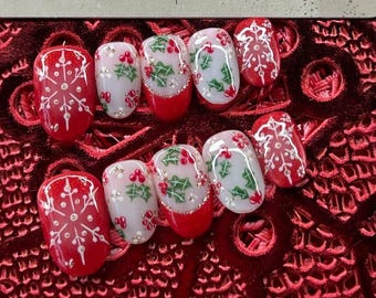 Festive Christmas Press On Nails: Customize your own set!