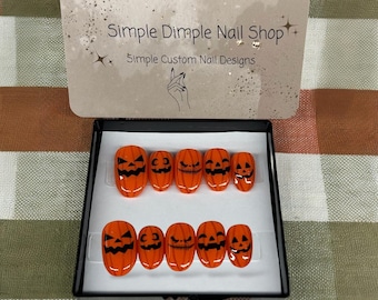 Pumpkin with Decal Face Press-on Set! Change the colors make them unique!