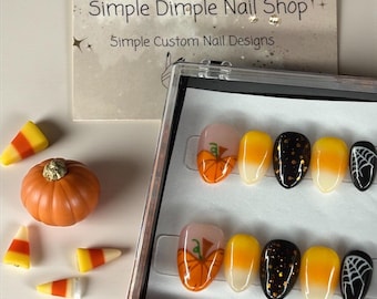 Halloween Press On Nails Customable: Ghosts, Pumpkins, Mummies & Glitter