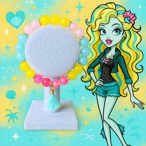 Handmade Lagoona Blue Monster High Inspired Beaded Bracelet - Monster High Fan Gift - Lagoona Blue - Blue Jewellery - Handmade Jewellery