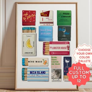 Custom Matchbook Art, Matchbox Print, Large Matches Print, Retro Wall Poster, Couples Matchbox Print, First Anniversary Gift