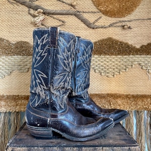 JUSTIN Fort Worth Texas Leather Western Boots | Dark Brown Cowboy Boots | Vintage Western Wear | Made in USA | Mens 7 / Womens 9