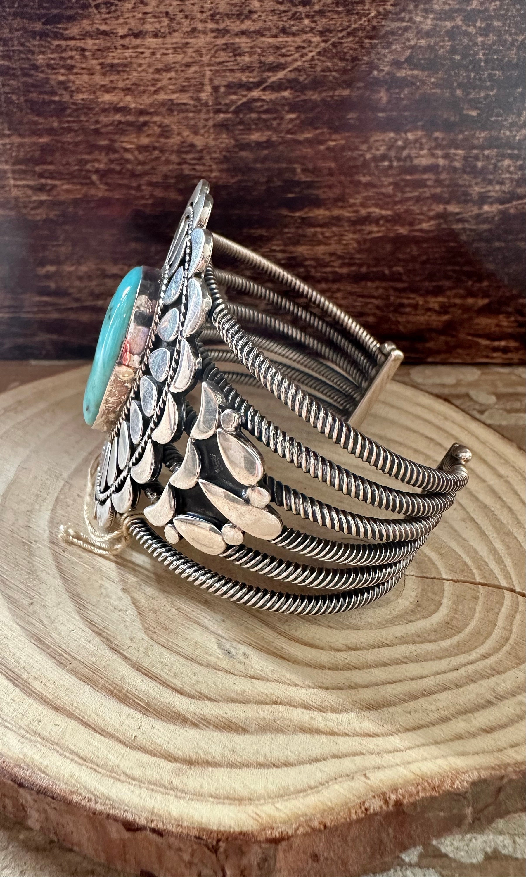 L.James L.ジェームス NAVAJO ストーン バングル 12kgf L. JAMES S/S Flower Power Navajo Turquoise Sterling Silver