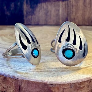 BERENPOETS Turkoois en Sterling Zilveren Ring | Handgemaakte Navajo Berenklauw | Indiaanse sieraden | Sieraden uit het Zuidwesten | Verkrijgbaar in verschillende maten