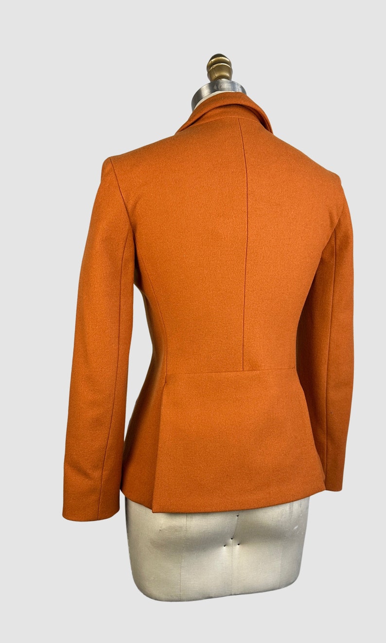 MIU MIU Vintage 90s Orange Wool Blazer with Novelty Back Pocket 1990s Prada Italian Designer Jacket 2000s Y2K Made in Italy Size Small image 6