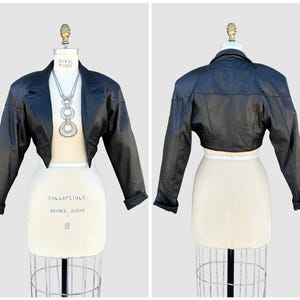 RAFAELL Los Angeles Leather Vintage 80&#39;s Black Blazer Jacket | 1980s Short Moto Rocker Coat | Made in USA | Women&#39;s Size Small