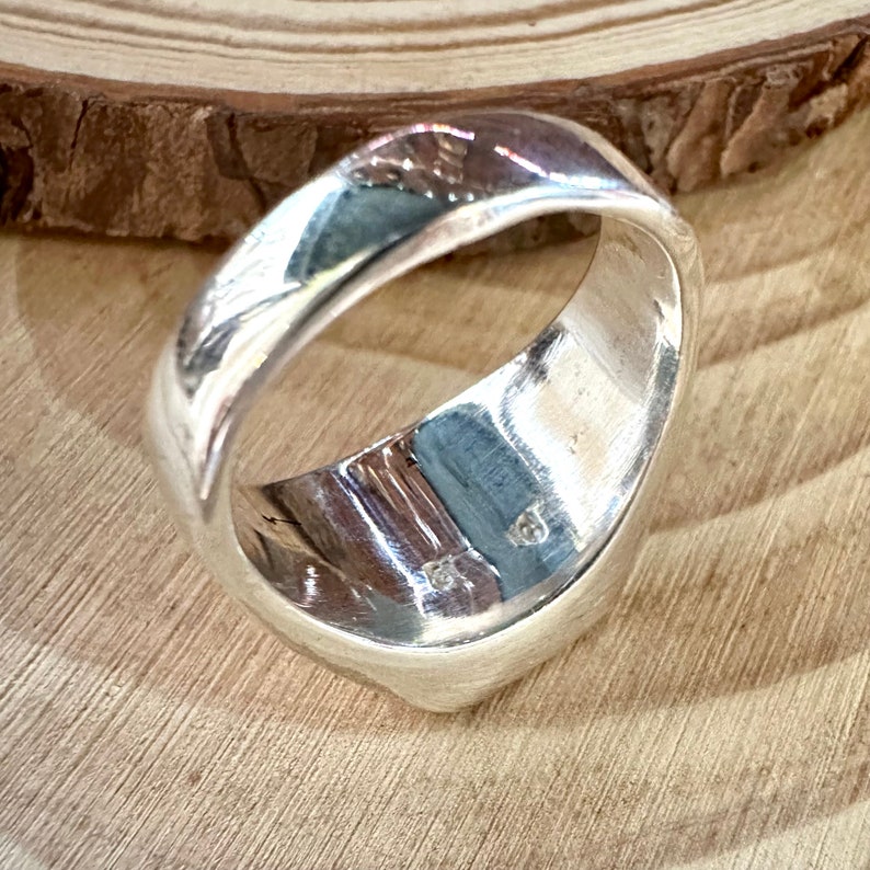 OPEN OCEAN Turquoise & Sterling Geometric Inlay Ring Mens Native American Handmade Ring Sterling Silver Southwestern Jewelry Size 11 image 8