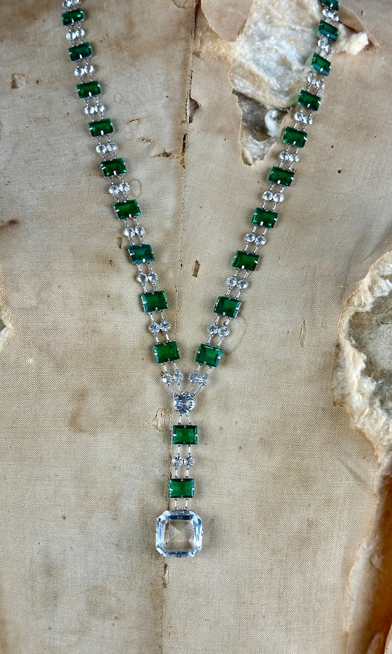 ART DECO ERA Vintage 30s Crystal Necklace | 1930s… - image 3