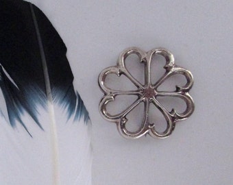 SANDCAST FLOWER vintage 70s Silver Wheel Broche | Pin floral des années 1970, très probablement Navajo amérindien, bijoux du sud-ouest des années 1960