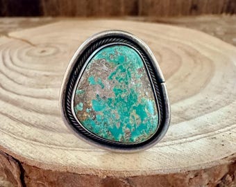SCOTT SKEETS Chunky Turquoise Mens Ring | Sterling Silver Jewelry | Royston Turquoise | Navajo, Native American Southwestern | Size 10