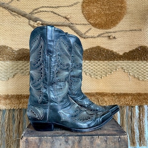 OLD GRINGO Mens Leather Western Boots | Vintage Black Cowboy Boots | Heavy Topstitch Design | Made in Mexico | Mens 13