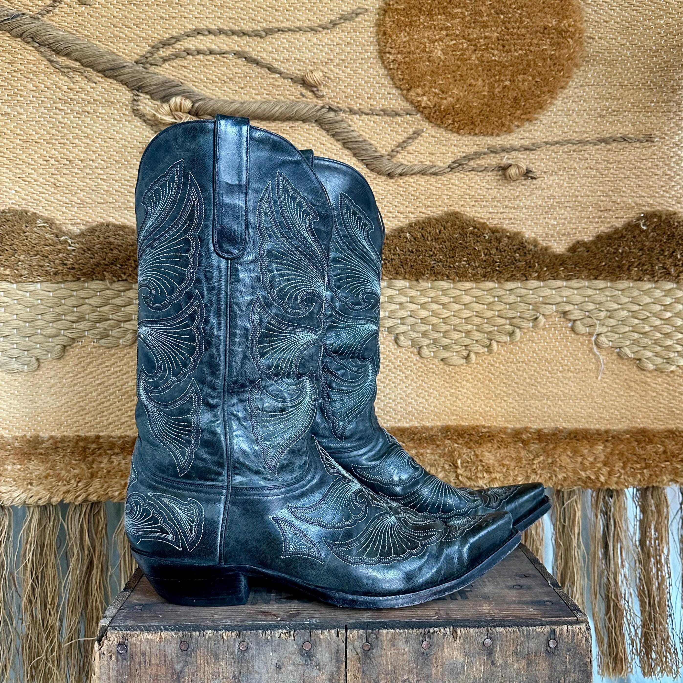 OLD GRINGO Mens Leather Western Boots | Vintage Black Cowboy 