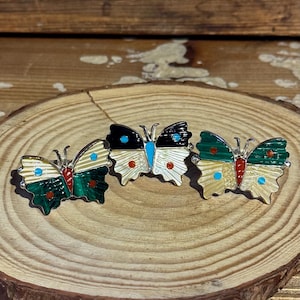 TAMARA PINTO Zuni Inlay Butterfly Ring | Turquoise Mother of Pearl Malachite Jet Coral | Sterling Silver Jewelry | Adjustable