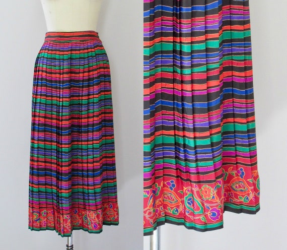 VIBRANT VIBES Vintage 80s Skirt | 1980s High Waist