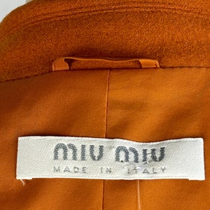 MIU MIU Vintage 90s Orange Wool Blazer with Novelty Back Pocket 1990s Prada Italian Designer Jacket 2000s Y2K Made in Italy Size Small image 10