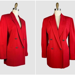 GIANNI VERSACE VERSUS Vintage 90s Candy Red Double Breasted Blazer 1990s Italian Designer Jacket 80s 1980s Made in Italy Size Small image 1