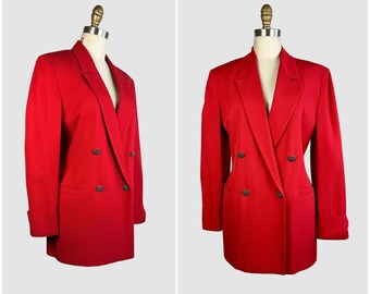 GIANNI VERSACE VERSUS Vintage 90s Candy Red Double Breasted Blazer | 1990s Italian Designer Jacket | 80s 1980s Made in Italy | Size Small