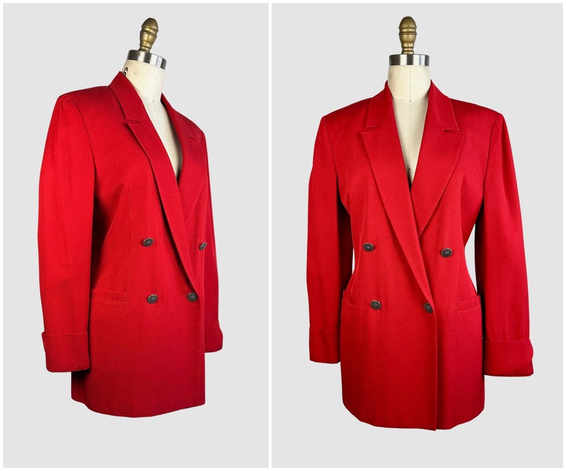 GIANNI VERSACE VERSUS Vintage 90s Candy Red Double Breasted Blazer 1990s Italian Designer Jacket 80s 1980s Made in Italy Size Small image 1