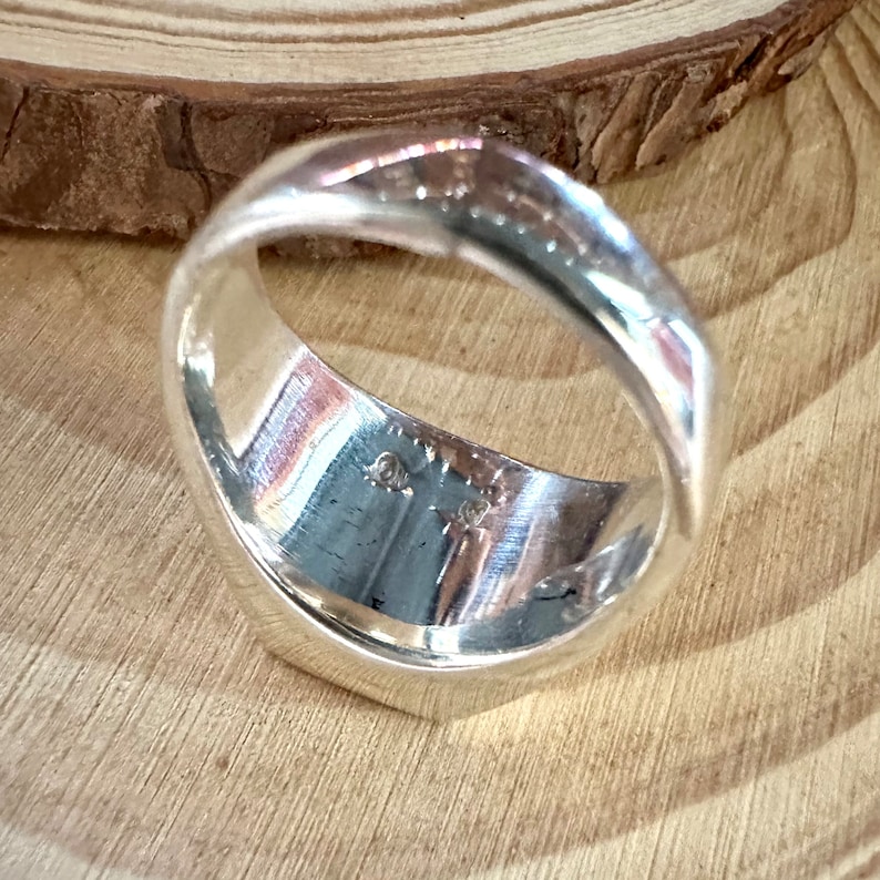 OPEN OCEAN Turquoise & Sterling Geometric Inlay Ring Mens Native American Handmade Ring Sterling Silver Southwestern Jewelry Size 11 image 9
