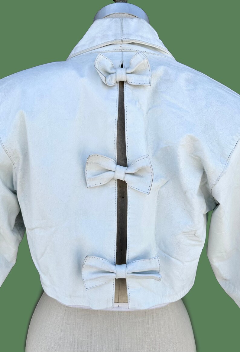 SENSATION CROPPED Leather Vintage 80's Triple Bow Jacket | 1980s Short ...