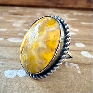 SCOTT SKEETS Navajo Bumblebee Jasper and Sterling Silver Ring Large Oval Statement Jewelry Southwestern Native American Size 6 image 2