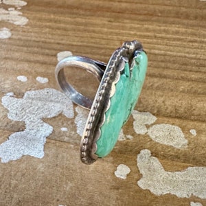 SISTER STONES Vintage Handmade Large Ring Sterling Silver, Turquoise Native American Style Jewelry Southwestern Size 9 1/4 image 3