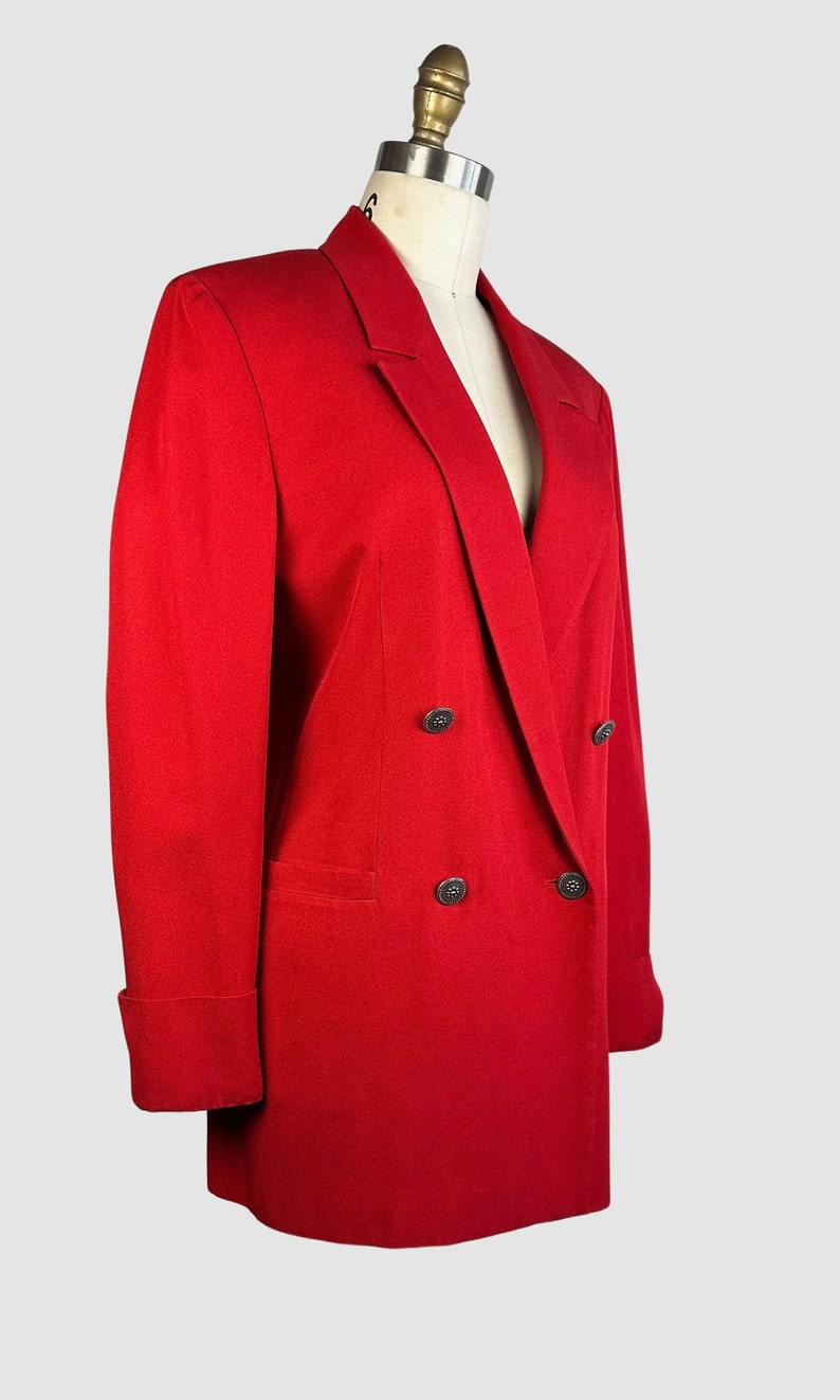 GIANNI VERSACE VERSUS Vintage 90s Candy Red Double Breasted Blazer 1990s Italian Designer Jacket 80s 1980s Made in Italy Size Small image 4
