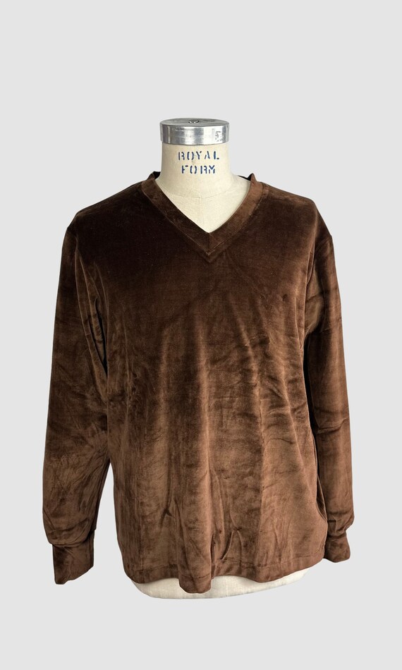 MARTINI Vintage 70s Deadstock Brown Cotton Velour… - image 2