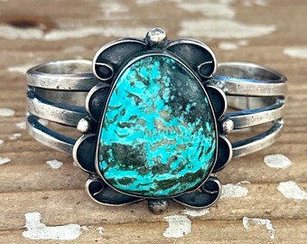 TIME FOR YOU Manchette Navajo Chimney Butte, bracelet turquoise et argent sterling | Bijoux tendance amérindien, Sud-Ouest américain, 60 g